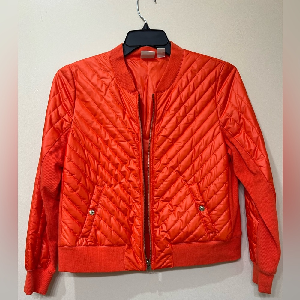 Chicos, size 1, beautiful red puffer jacket. Like new, barely used. Comfortable